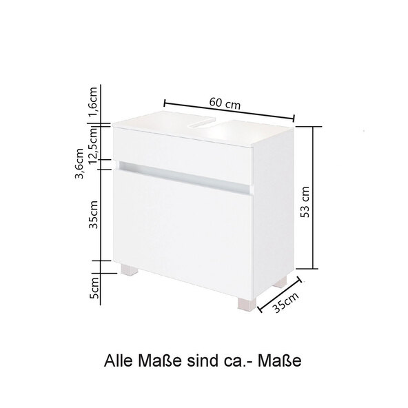 Lincoln under-sink cabinet, 60 cm, matt grey/wotan oak