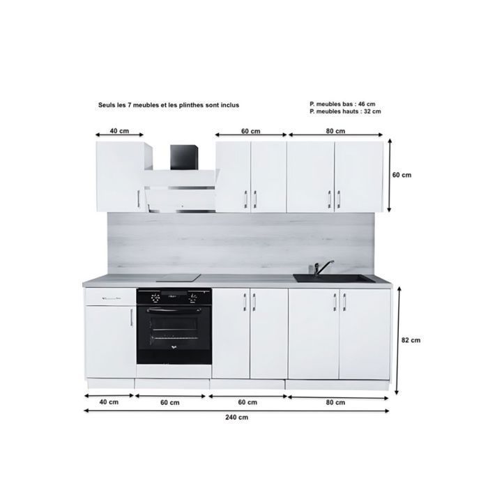 Cucina completa ECO bianca 240 cm - Cuisineandcie
