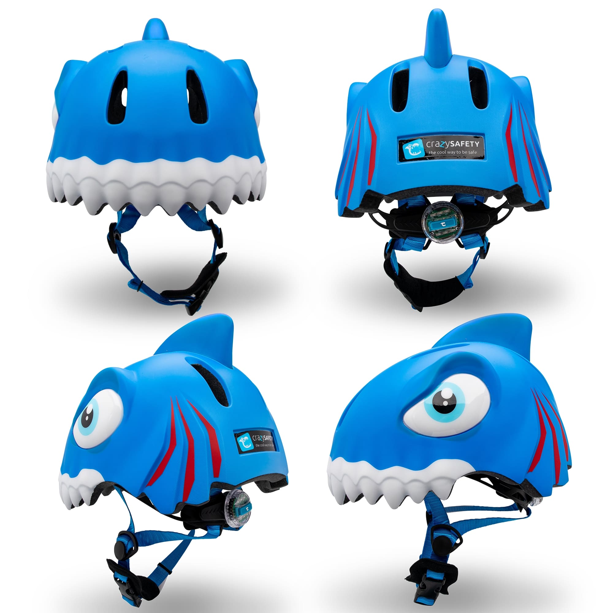 Casco De Bici Para Niños | Tiburón Azul | Crazy Safety | Certificado En1078