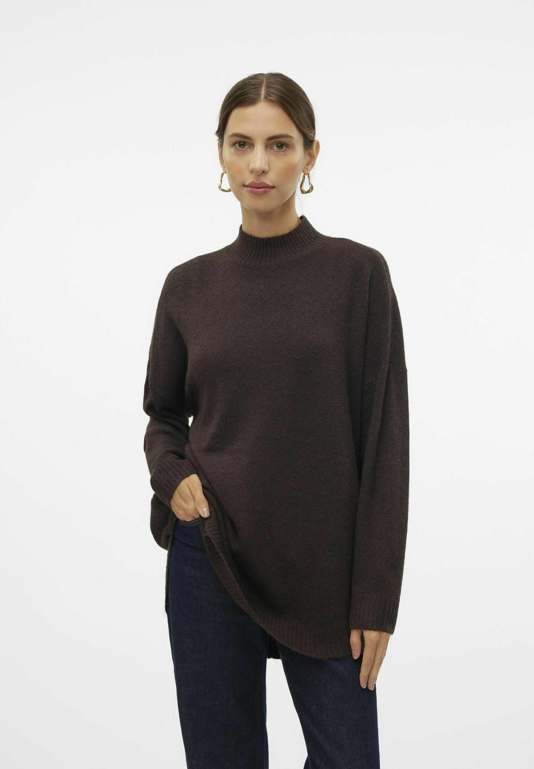 Vero Moda VMPLAZA LS HIGHNCK LONG GA NOOS – Pullover – Schokoladentorte