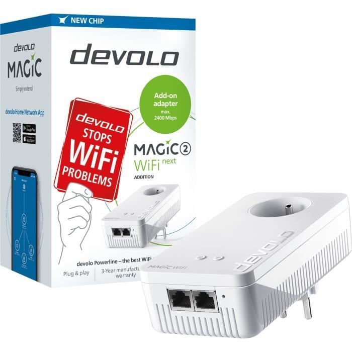 Adaptateur CPL - DEVOLO - Magic 2 WiFi next - 1200 Mbit/s - 2 Ports Ethernet - Wifi Bi-bande