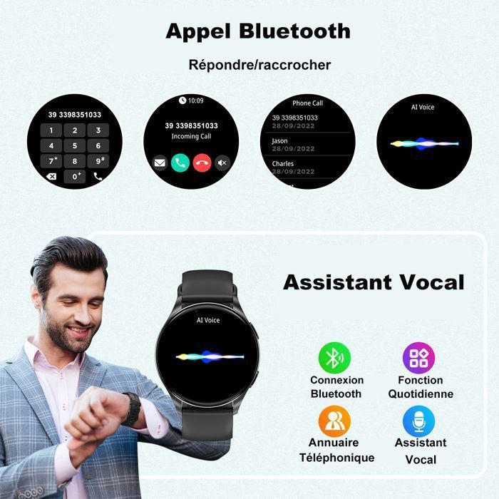 Smartwatch Blackview per uomo e donna con funzione di risposta/chiamata, impermeabile IP68, monitoraggio del sonno, contapassi, orologio sportivo da 1,43