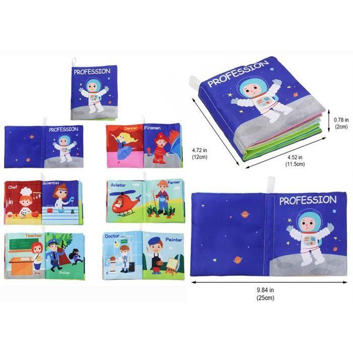 Set van 6 stoffen boekjes, zachte babyboekjes voor de vroege ontwikkeling (0-3-6 maanden), babyboekje als cadeau voor pasgeborenen