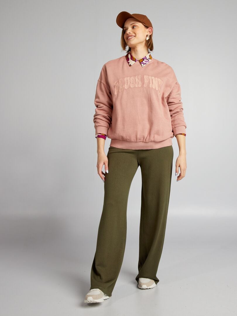 Sweatshirt van vervaagde fleecestof - ROZE