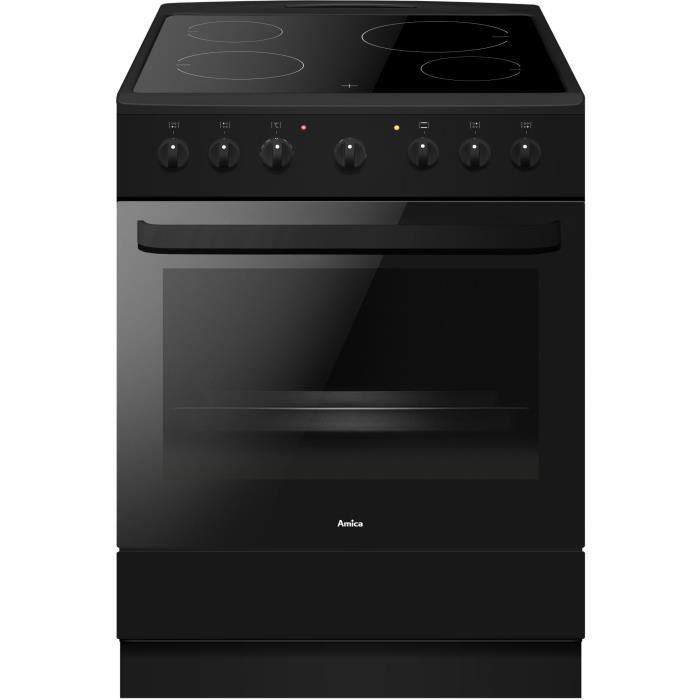 Cuisinière vitrocéramique - AMICA - ACV6003RN - 4 feux - 1500 W - 60 cm - Noir