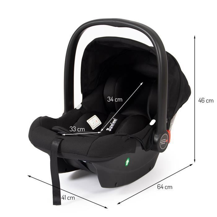 Baninni i-Size Siège d'Auto Groupe 0+ Luiz Noir + Adapteurs