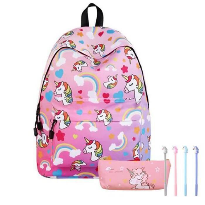 Mochila de unicornio - Mochila escolar - Niñas - Rosa - Poliéster - 38 cm