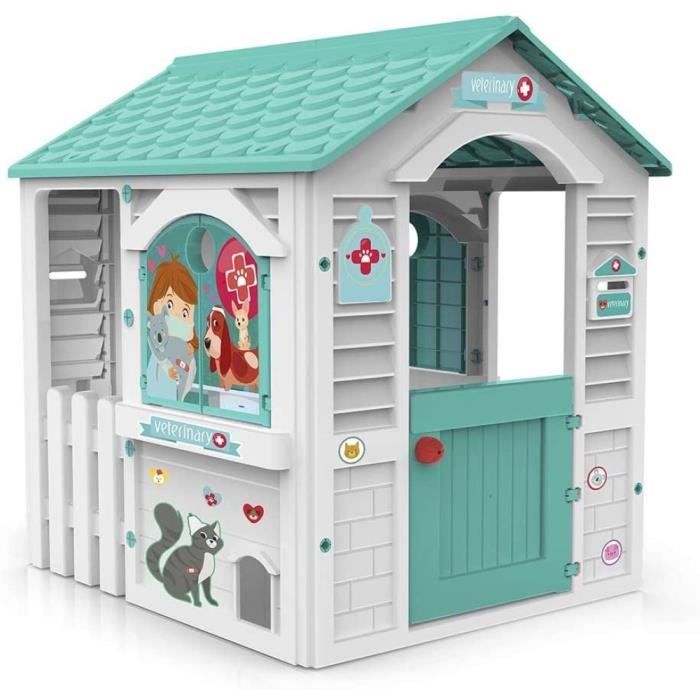 Kinderspeelhuisje - CHICOS - Dierenartsenpraktijk - Groen en wit - 106x84x20 cm