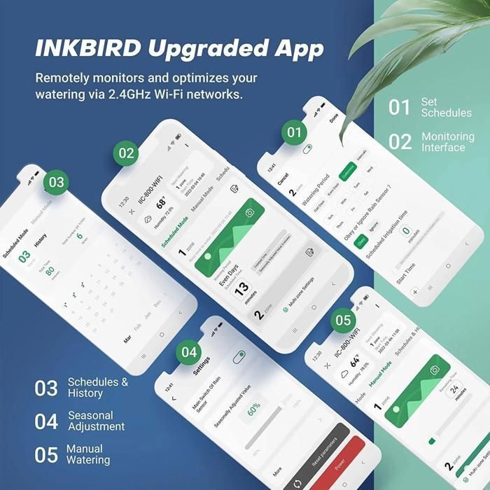 Controlador de riego WiFi INKBIRD de 8 vías, temporizador de riego automático inteligente para jardín con tapa.