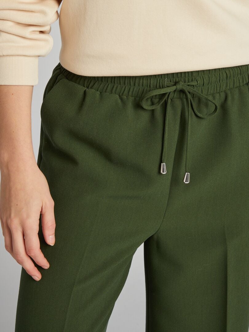Rechte broek met strik aan de voorkant - GROEN