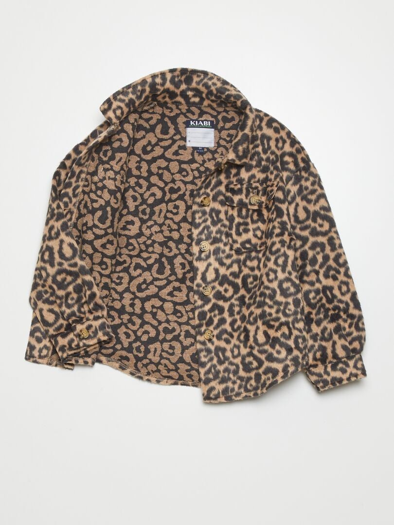 Sobretudo com estampa de leopardo - Bege