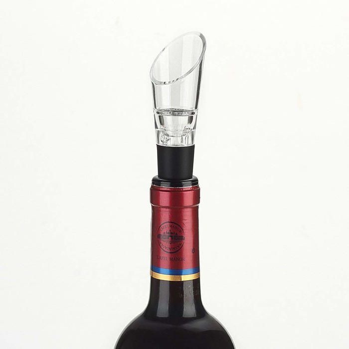 Aireador y vertedor de vino de 2 piezas, elegante decantador con efecto Bernoulli, accesorio para oxigenar vinos tintos y blancos, ideal para etiquetas.