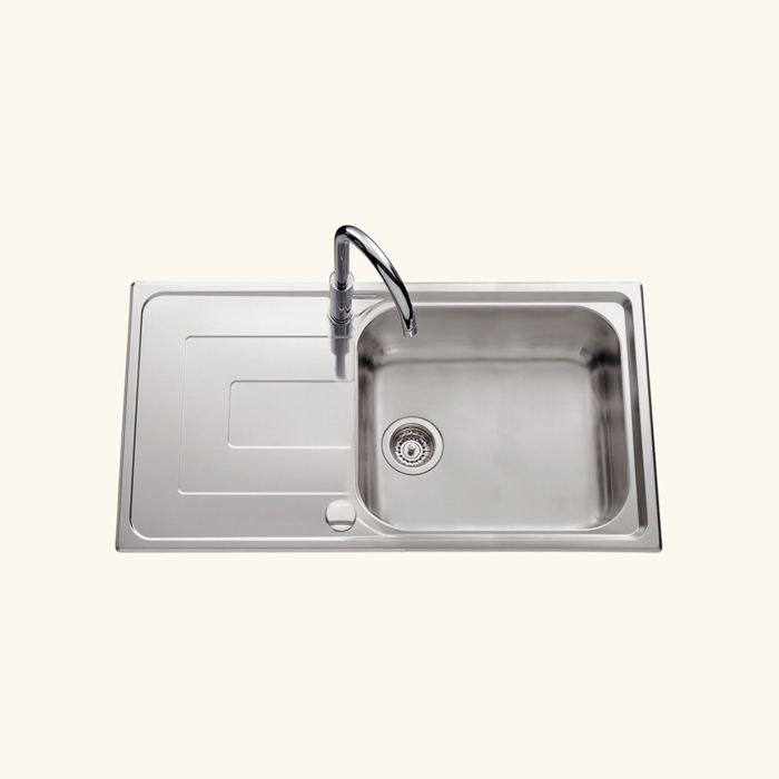 Kit de escoamento automático para pia de aço inoxidável com 1 cuba CUIPD093 - Sifão que economiza espaço