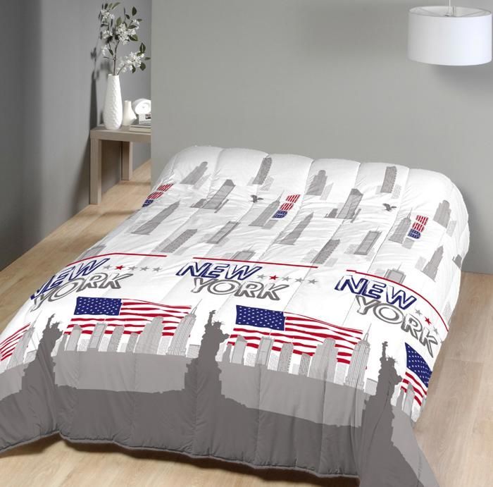Piumino di peso medio con stampa New York - MORTREUX - 140 x 200 cm - Poliestere - Per mezza stagione