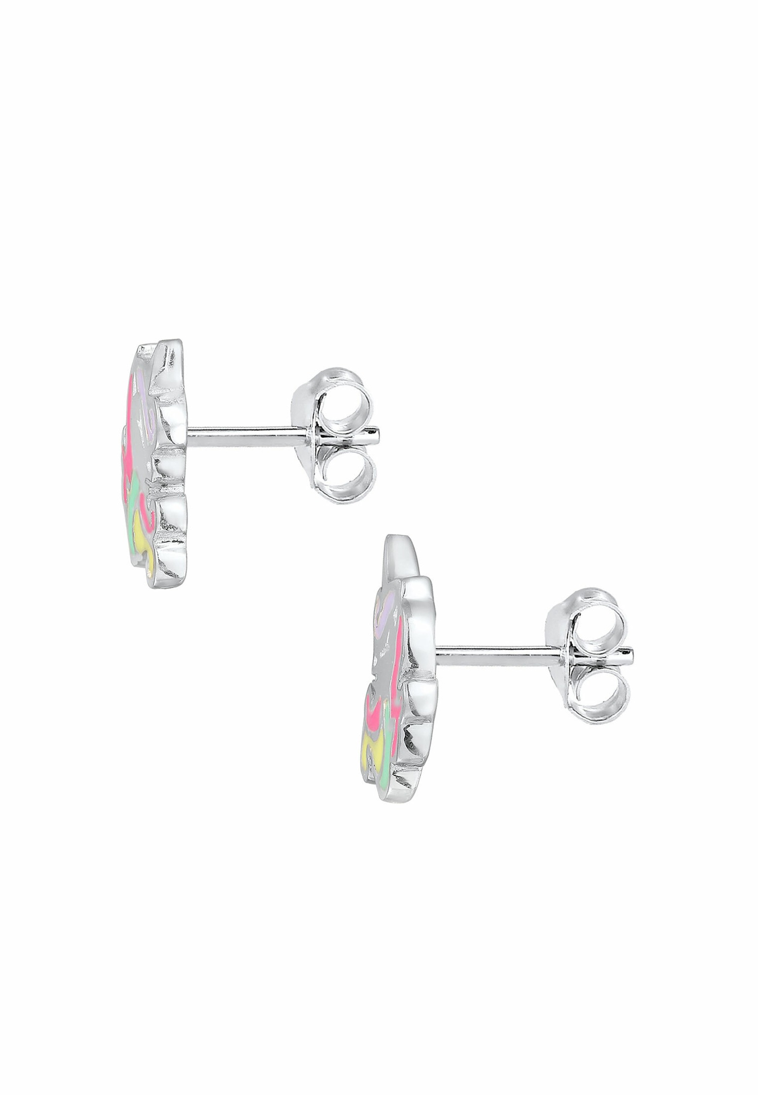Elli Clous d'oreilles pour enfants Licorne ludique avec émail en argent sterling 925