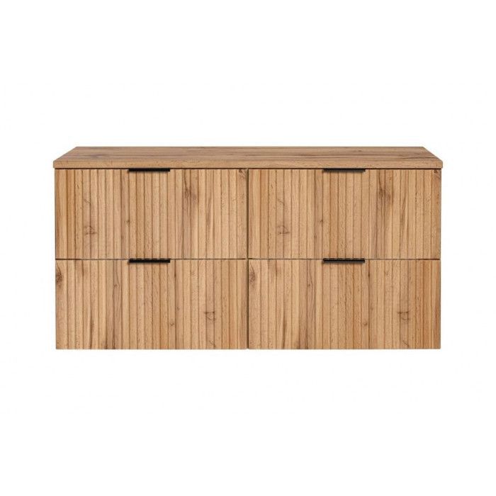 Conjunto completo de baño con lavabo doble de 120 cm + 2 armarios - Roble Georgia