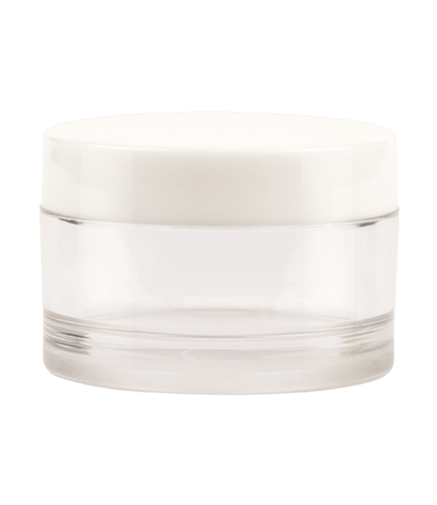Pots vides PET transparent 10 mL avec couvercle blanc