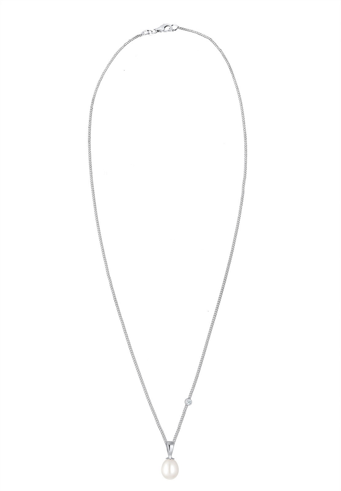 Elli DIAMONDS Femme Pendentif Goutte Élégant avec Perles de Culture d'Eau Douce et Diamant (0.03 ct.) en Argent Sterling (925/1000)