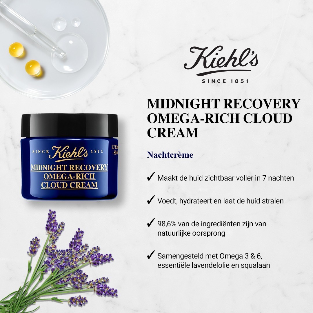 Kiehl's Nachtcreme Midnight Recovery Omega Rich mākoņkrēms - 50 ml