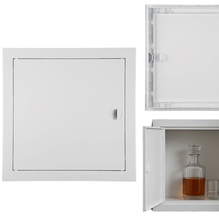 Orifício de inspeção 25x25cm - Plástico, para inspeção, montagem horizontal e vertical - Branco, com moldura, ADGO