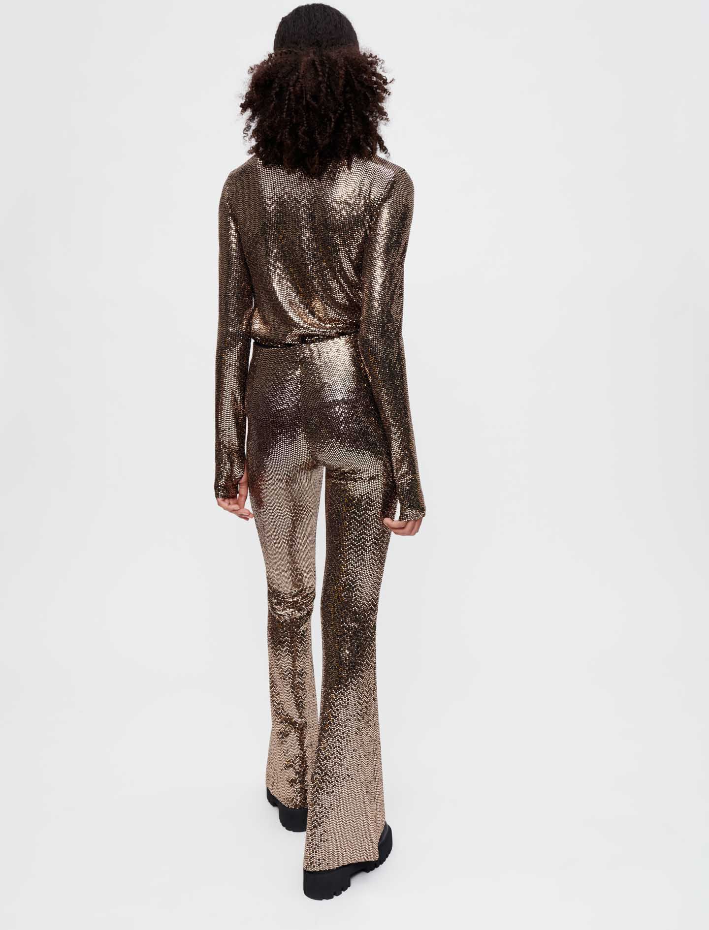 Stretch flared broek met pailletten - Dore