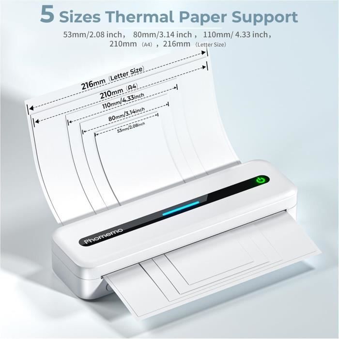 Impressora térmica A4 - PHOMEMO - M832 - Portátil - Sem tinta - Bluetooth