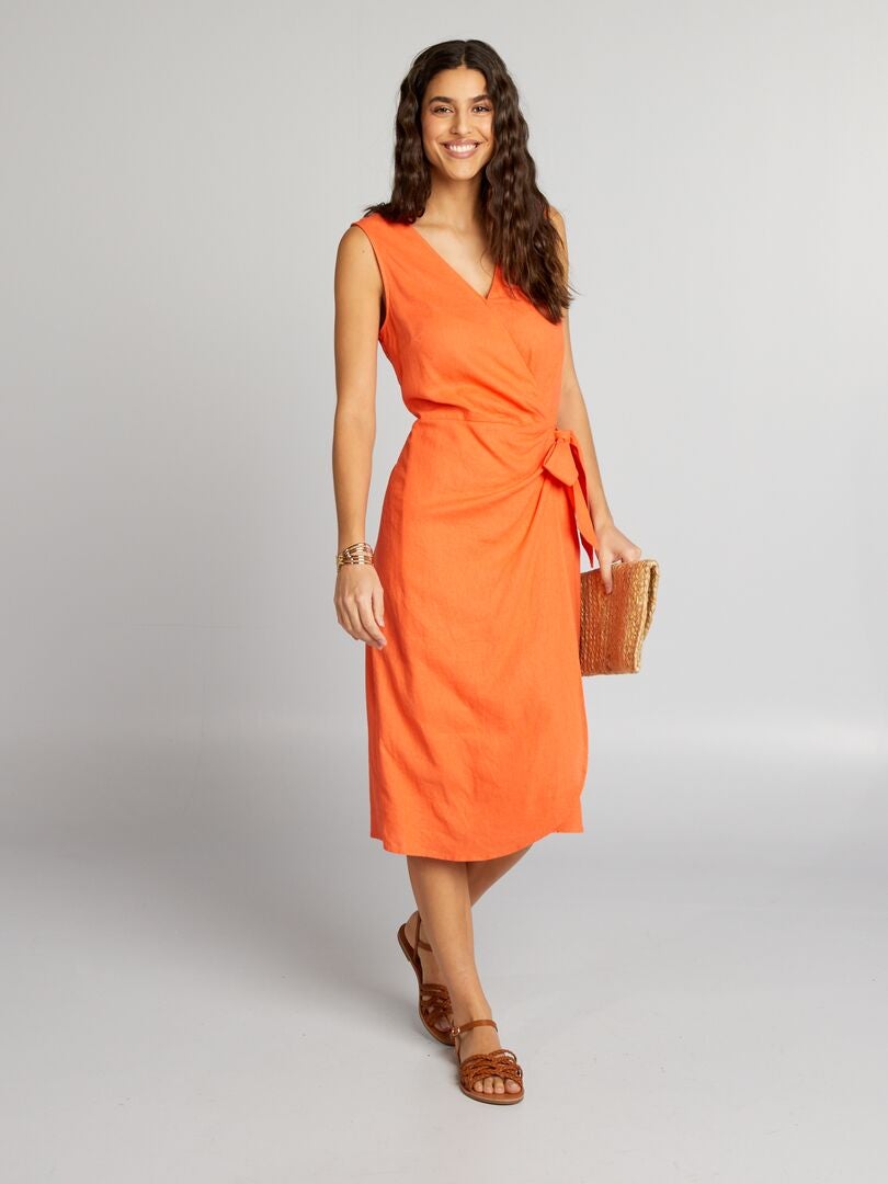 Mouwloze midi-jurk - ORANJE