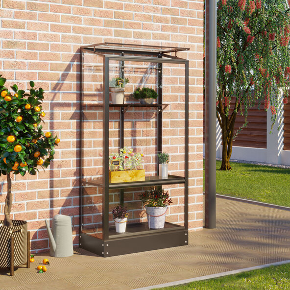 Polis Balcony Greenhouse 350 ESG Steel Foundation, μαύρο