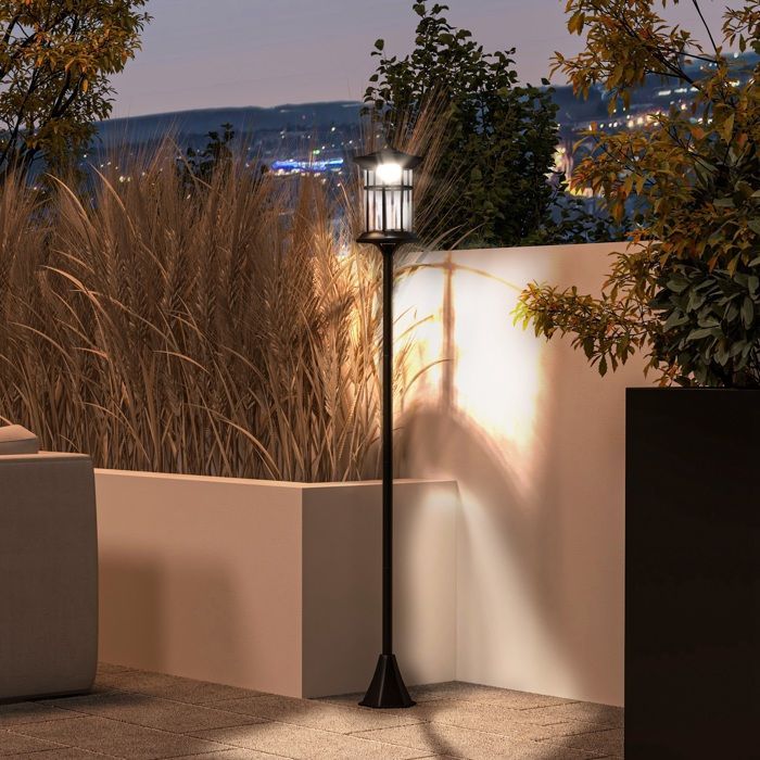 Outsunny outdoor solar floor lamp - LED lamp - cool white light - 6000K - height 184 cm - black