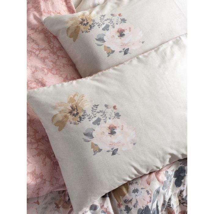 Bettwäsche-Set – 1 Bettbezug 220 x 240 cm + 2 Kissenbezüge 60 x 60 cm – 100 % Baumwollsatin – Puder