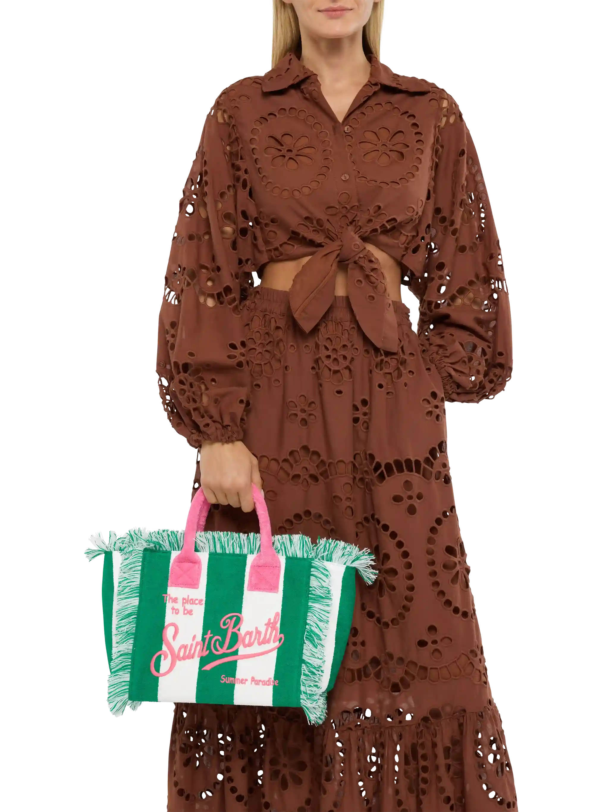 Sac Colette en éponge verte à rayures vertes