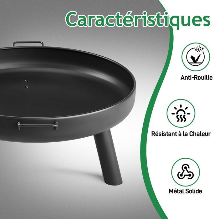 Brasero de jardín de Ø 80 cm, cesta y barril para el fuego, protector contra chispas para calefacción/barbacoa, brasero de madera
