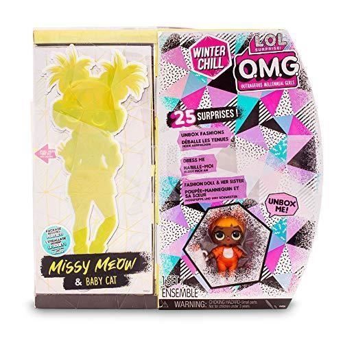 Muñeca - JUEGOS PREZIOSI - LOL Surprise OMG Winter Chill Missy Meow y Baby Cat - Multicolor - Con miniatura