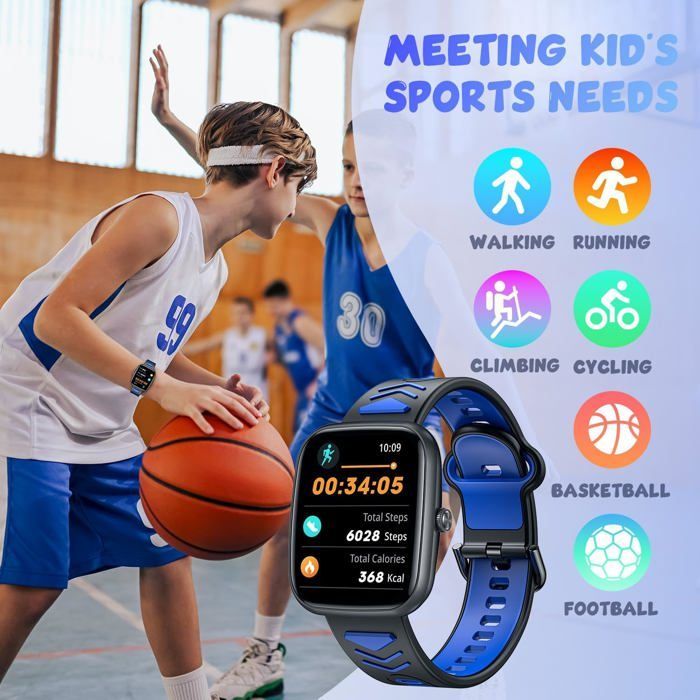 Montre Connectée Pour Enfant Fille Garcon: Smart Watch Avec Appel Bluetooth Tracker D'Activité Bracelet Intelligent Avec Po[MON389]