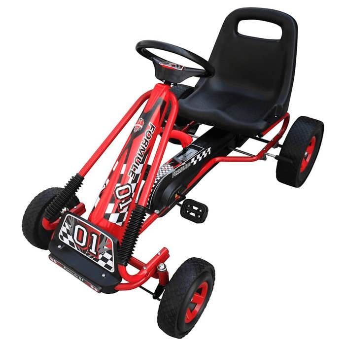 Kart a pedales - vidaXL - Rojo - Bloqueo de seguridad para niños - Asiento ajustable