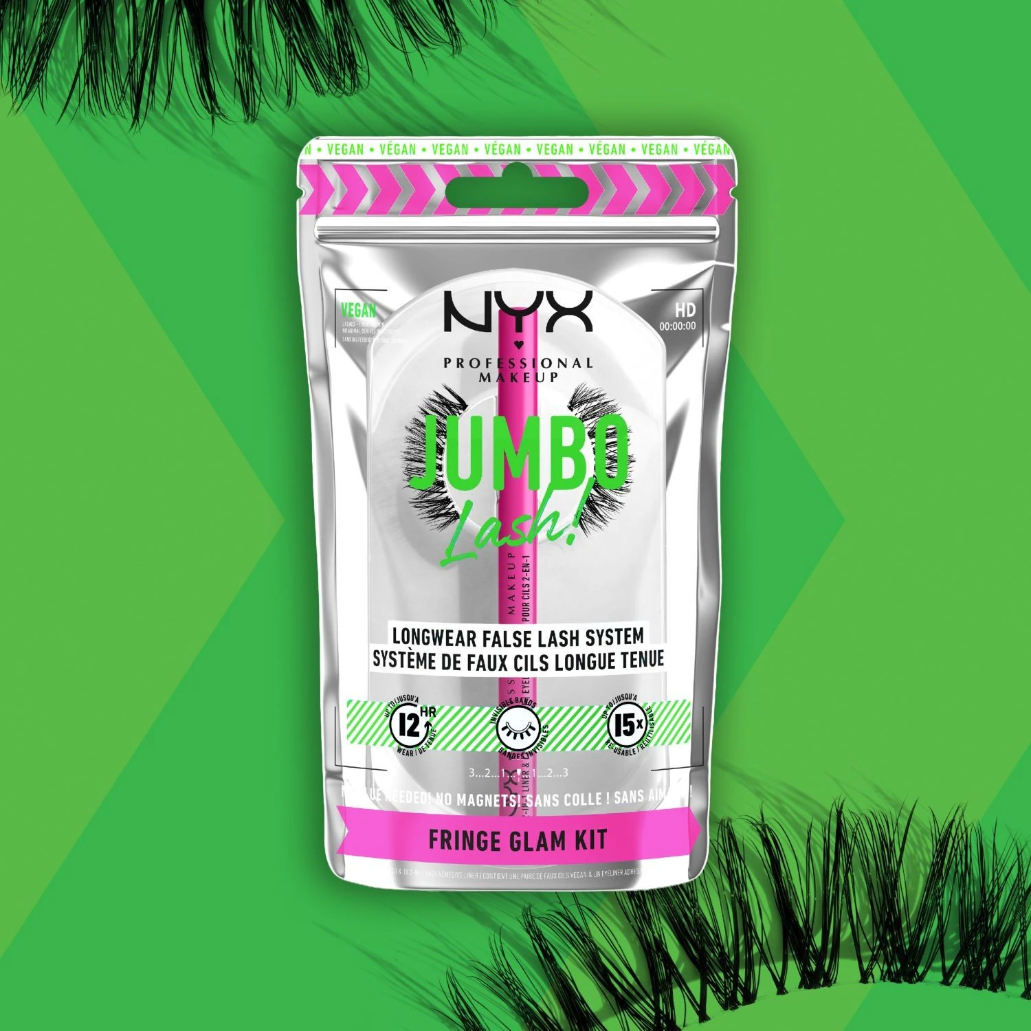 NYX Professional Makeup Jumbo Lash! Kit Faux Cils Longue Tenue Fringe Glam
