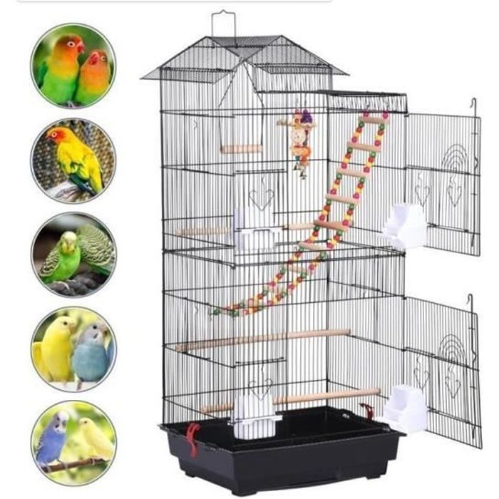 Cage Oiseaux Volière Portable Design pour Perruche Perroquet Canari   Facile à Nettoyer