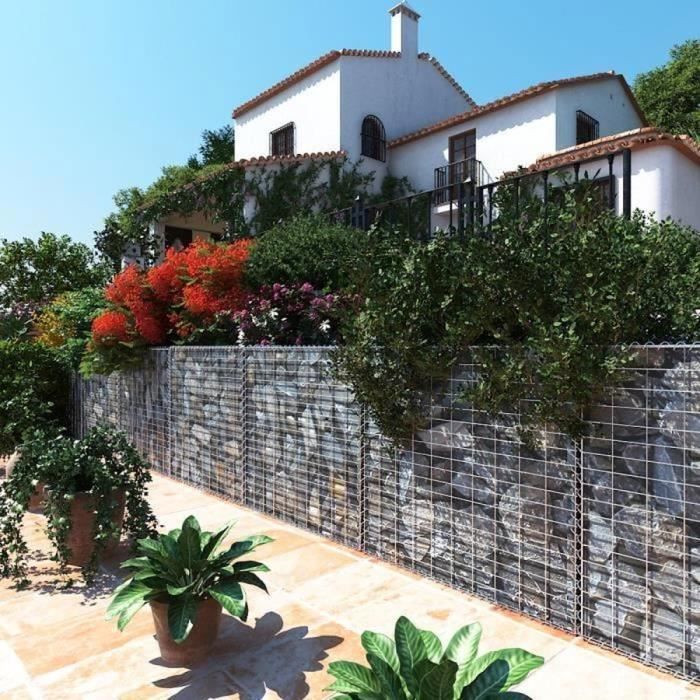 Lot de 5 x Gabions pierre 100 x 50 x 30 cm Base pour mur métallique Déco Jardin Clôture décorative SONGMICS
