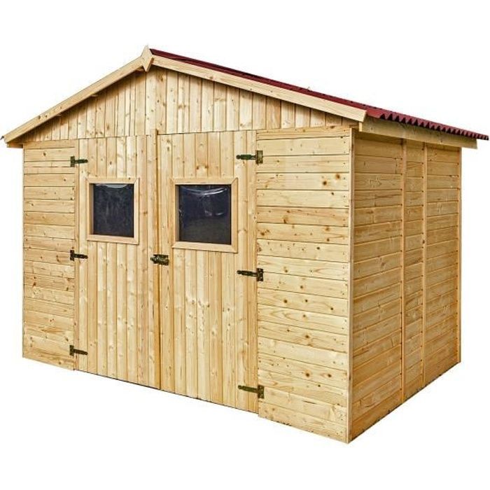 Caseta de jardín HABRITA de paneles y madera maciza - Sin suelo - 16 mm - Superficie exterior 6,60 m2