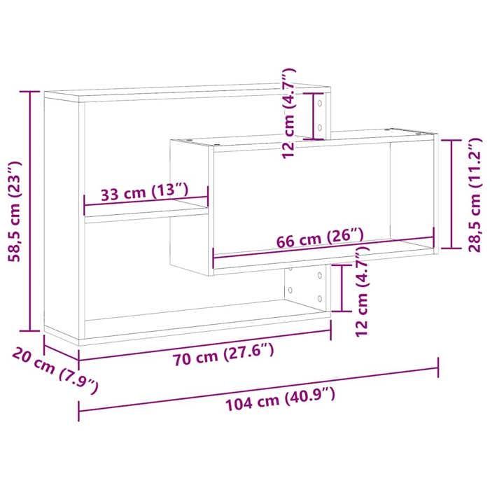 vidaXL Handgemaakte eikenhouten wandplank 104x20x58,5 cm, bewerkt hout, zwevende plank, wanddisplayplank, 855823