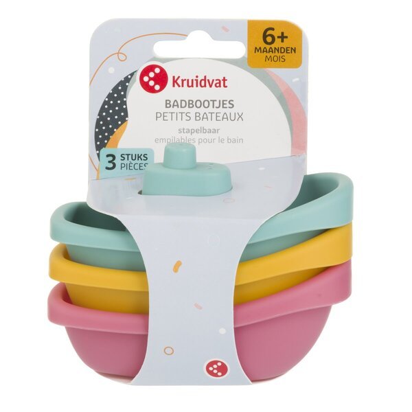 Kruidvat Čamci za kupanje koji se mogu slagati jedan na drugi<br>plavi, žuti, ružičasti, 3 komada