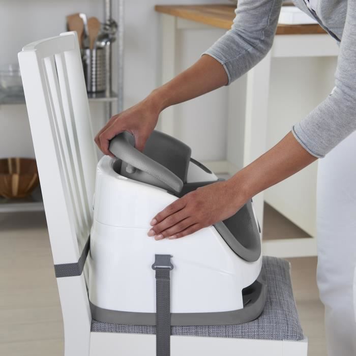 Seggiolino rialzato INGENUITY per bambini dai 6 mesi ai 3 anni, base 2 in 1, grigio, vassoio rimovibile, facile da riporre e pulire.