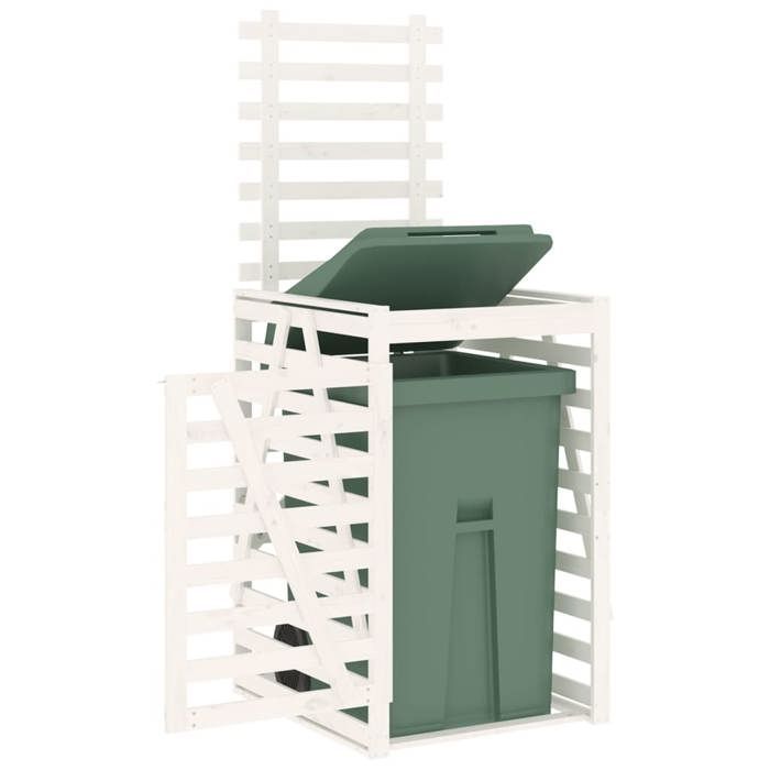 Cache Poubelle/ Abri pour poubelle sur roulettes - VIDAXL - blanc bois massif de pin CC6783815
