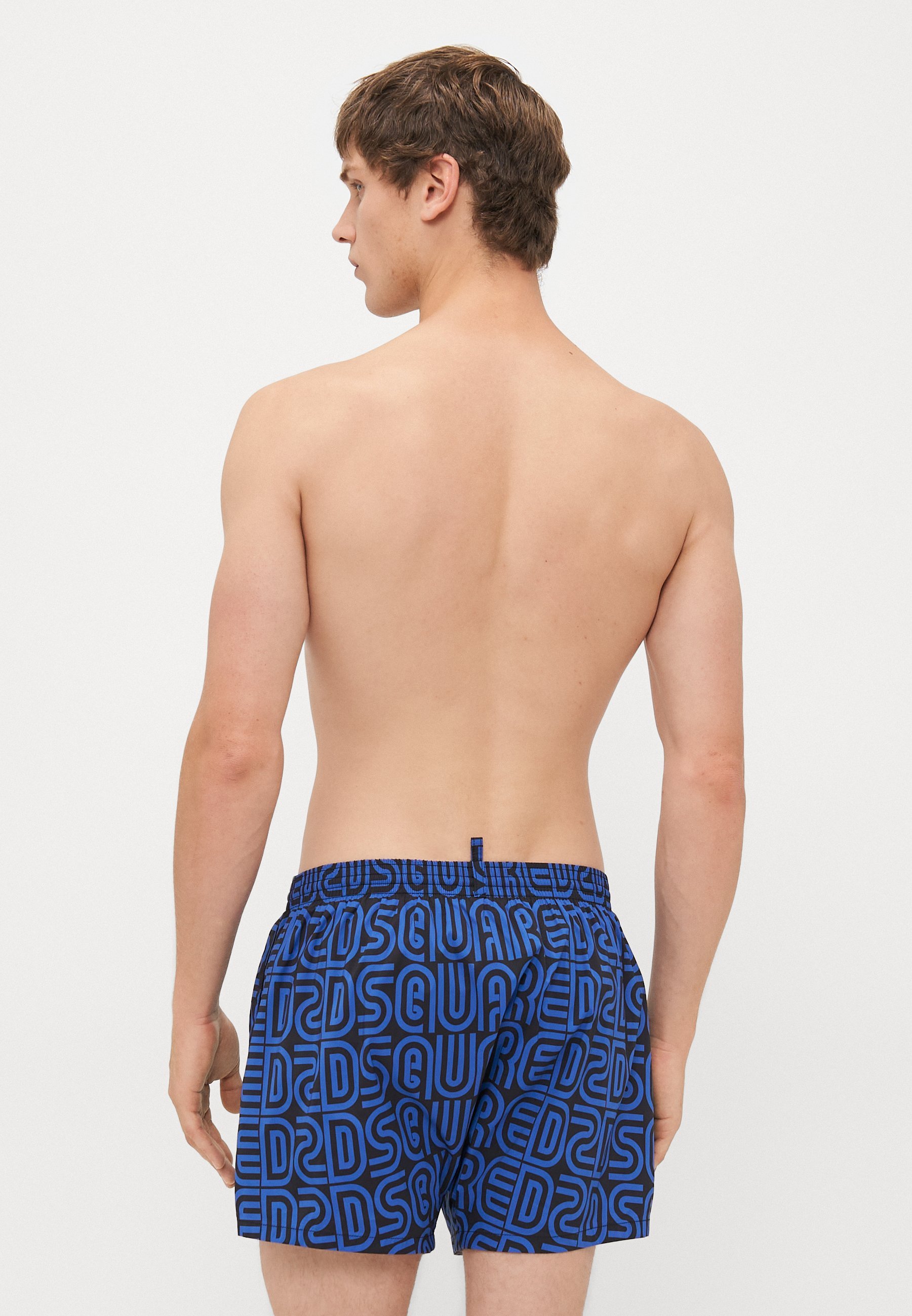 Short de bain midi Dsquared2 NEOCLASSIC ALLOVER LOGO - Noir/Bleu