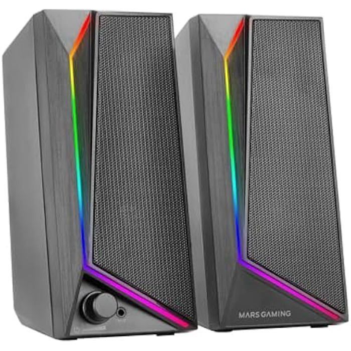 Gaming Speakers - MARS GAMING - MS72 - 15W - RGB Flow Lighting - USB and Jack