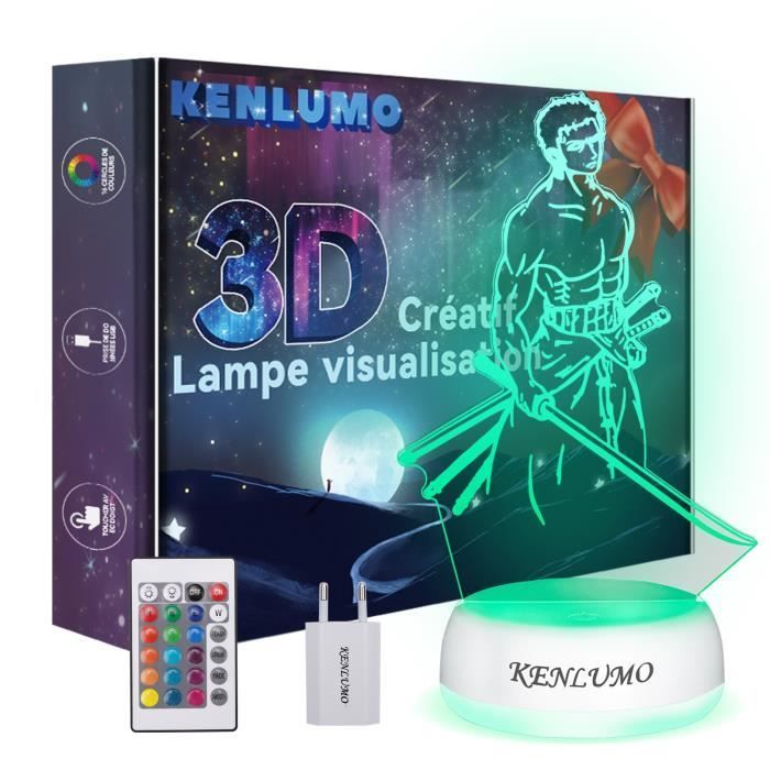 KENLUMO Lampe Roronoa Zoro Noël Enfant Cadeau One Piece Lampe de chevet télécommande Touchez pour changer de couleur decoration
