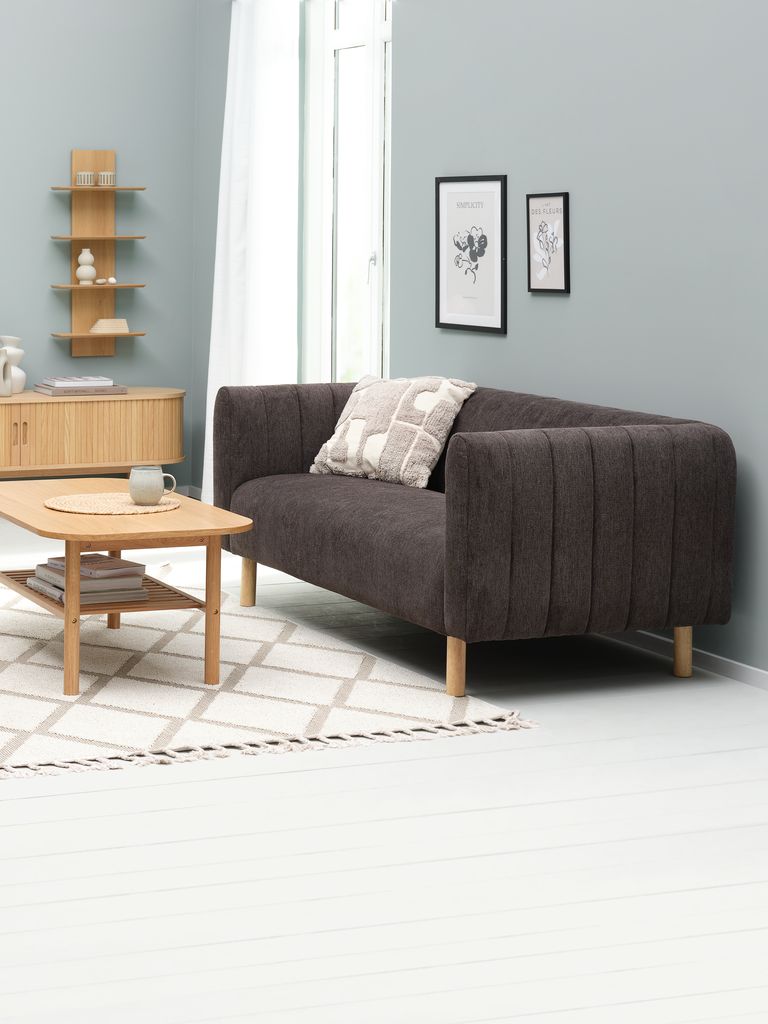 MAGLEBY Trosjed, sofa, tamnosmeđa tkanina/boja hrasta