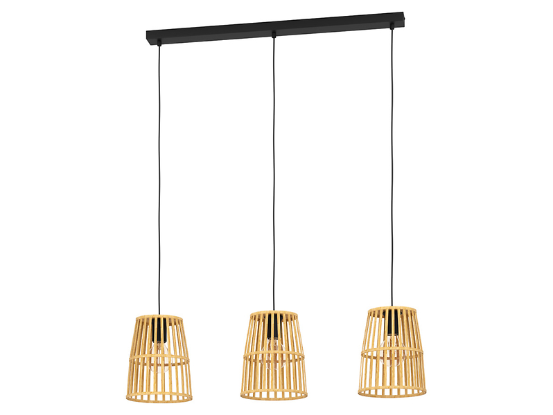 Lampa wisząca Eyam 3-punktowa drewniana beżowa
