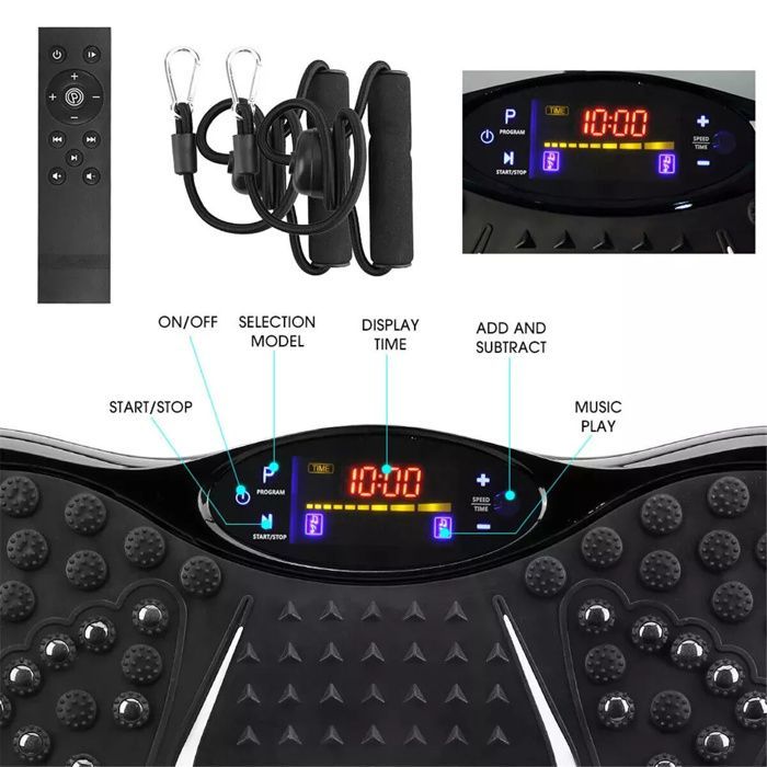 Vibro Fitness trilplaat met lcd-scherm - Hometrainer, body shaper, fitnessapparaat - 5 standen, zwart