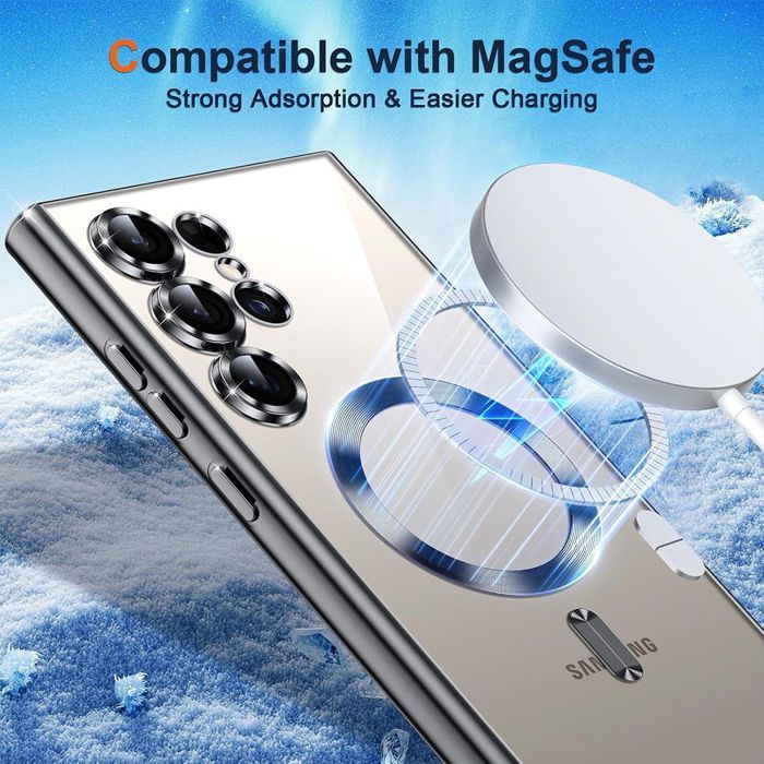 Case for Samsung Galaxy S25 Ultra - with Magnetic Ring - Black + 2 Tempered Glass Screen Protectors - BOOLING®